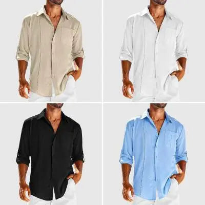 Casual Button-up Long Sleeve Lace Polo With Pocket - Old Money Classic