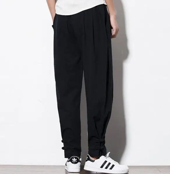 Harem Pants Men Pure Hemp Linen Old Money Classic