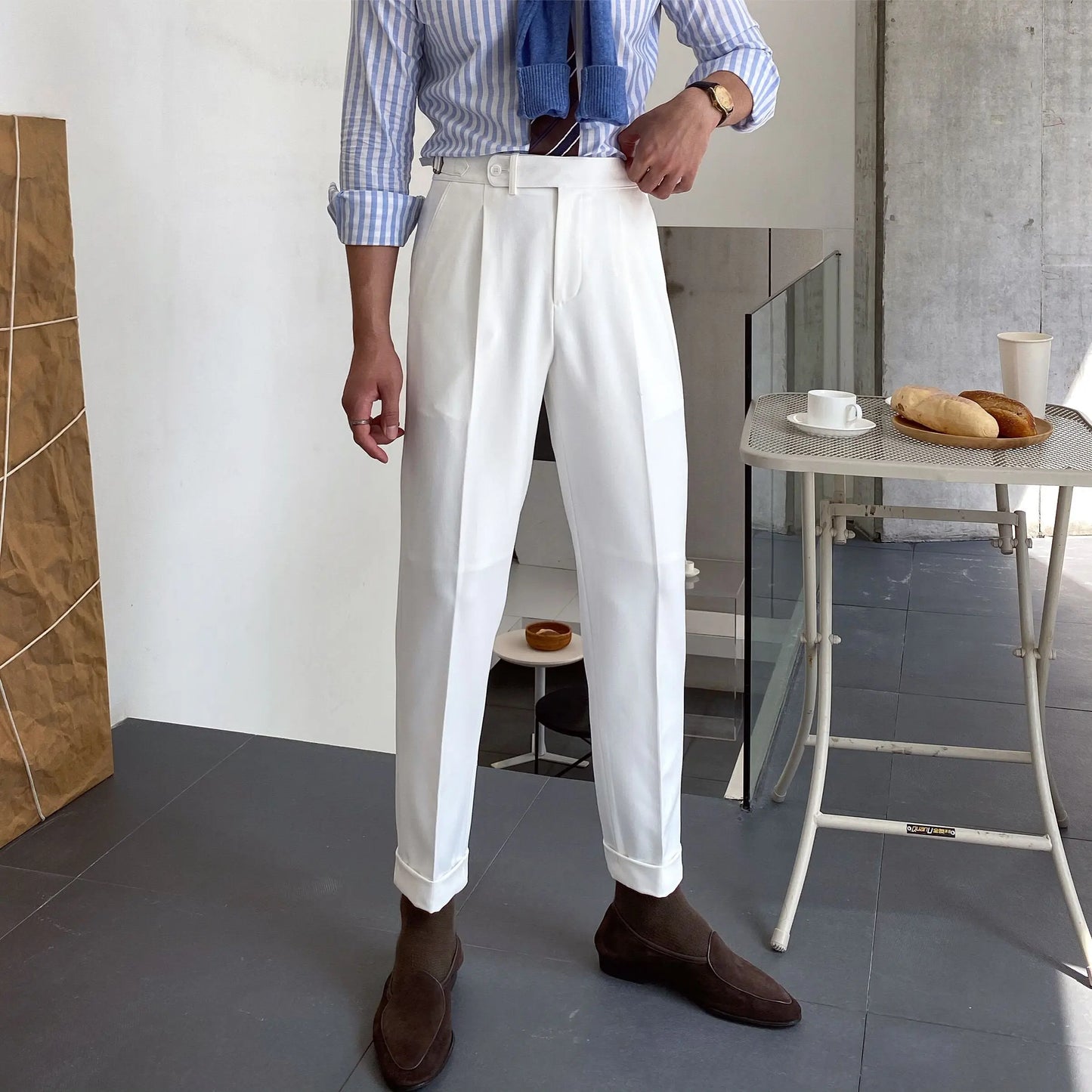 High Waist All-match Straight-leg Pants Old Money Classic
