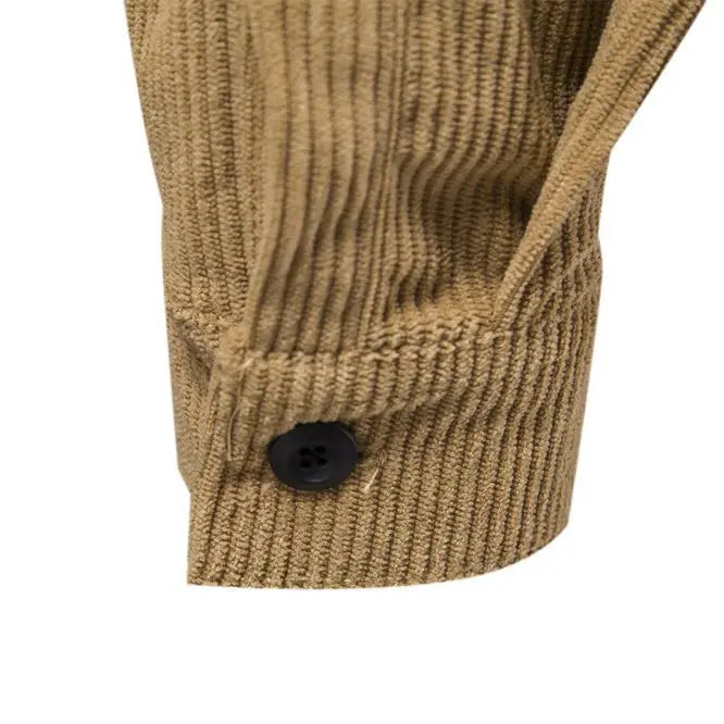 Slim Fit Corduroy Solid Color Long Sleeve Shirt