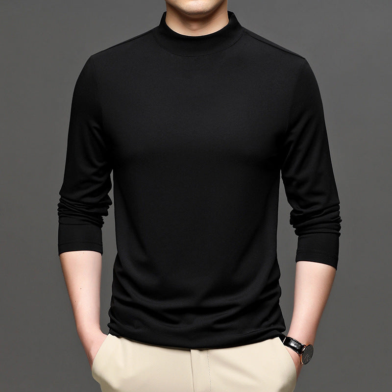 Half-high Collar Long Sleeves T-shirt Men's Undershirt Old Money Classic