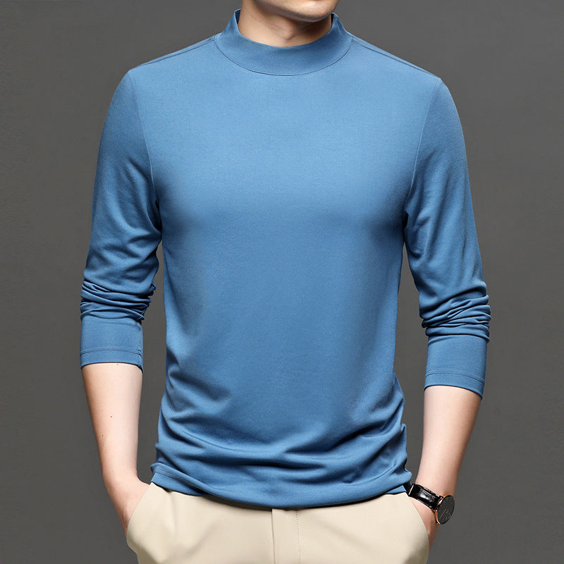 Half-high Collar Long Sleeves T-shirt Men's Undershirt Old Money Classic