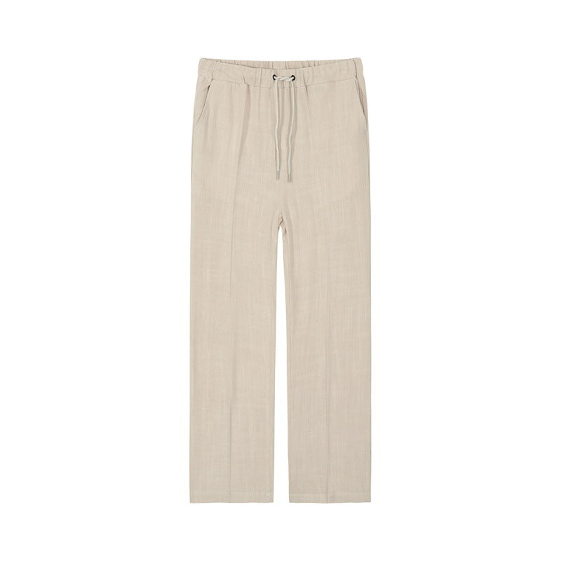 Men's Cropped Casual Pants Cotton And Linen Trousers - Old Money Classic