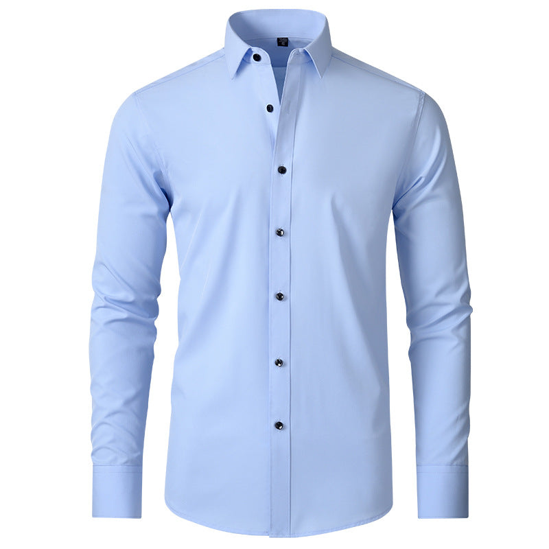 Full Elastic Force Shirt Men's Non-ironing Anti-wrinkle Simple Business Thin Shirt Men - Old Money Classic