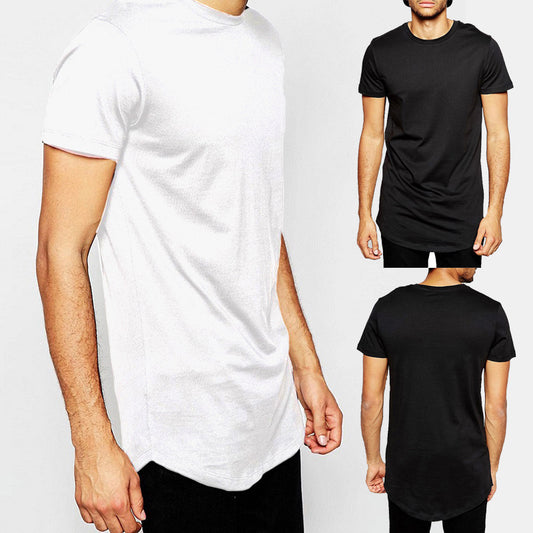 High Street Extended Base Men's Circular Lower Hem T-shirt Top Summer - Old Money Classic