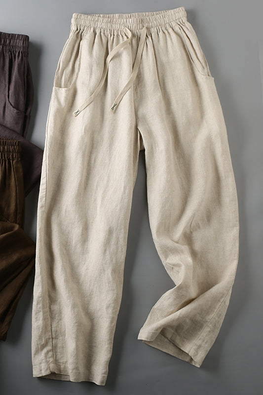 Men's Loose And Breathable Cotton And Linen Straight Leg Casual Pants Old Money Classic