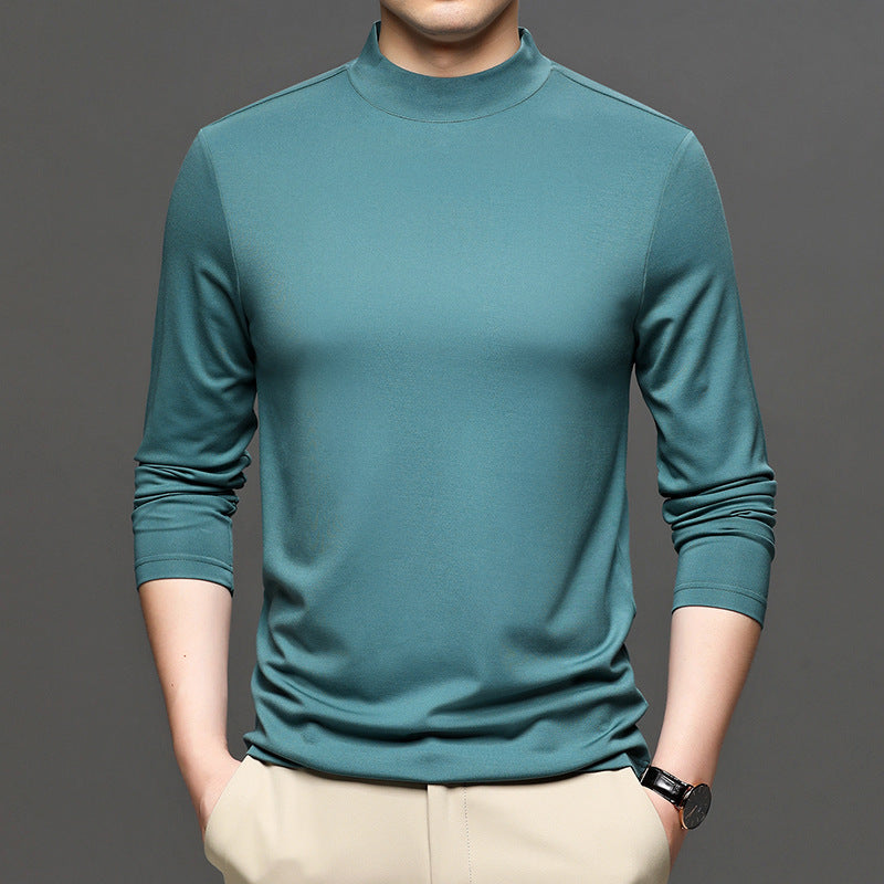 Half-high Collar Long Sleeves T-shirt Men's Undershirt Old Money Classic