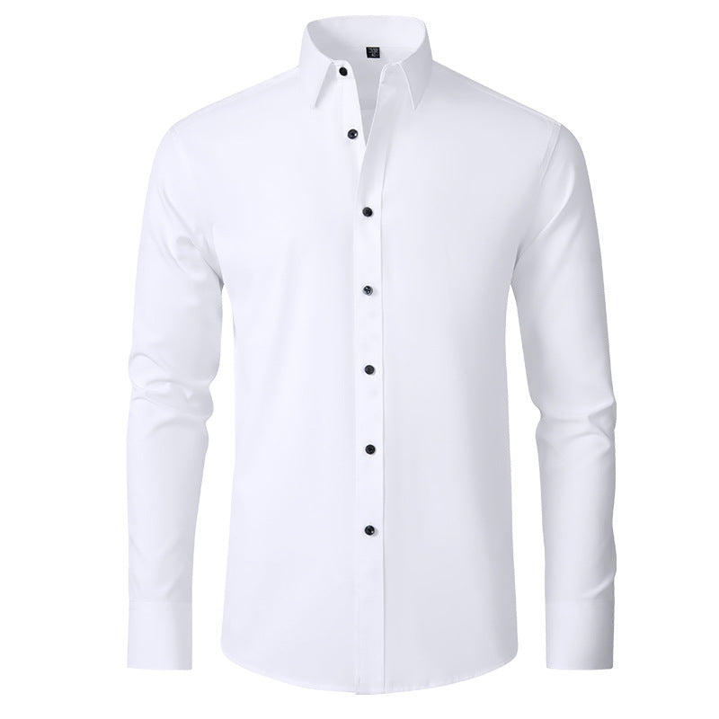 Full Elastic Force Shirt Men's Non-ironing Anti-wrinkle Simple Business Thin Shirt Men - Old Money Classic