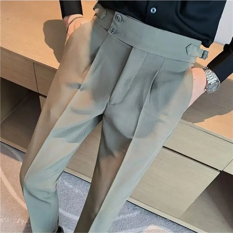 British Style Business Formal Wear Suit Pants Men Old Money Classic