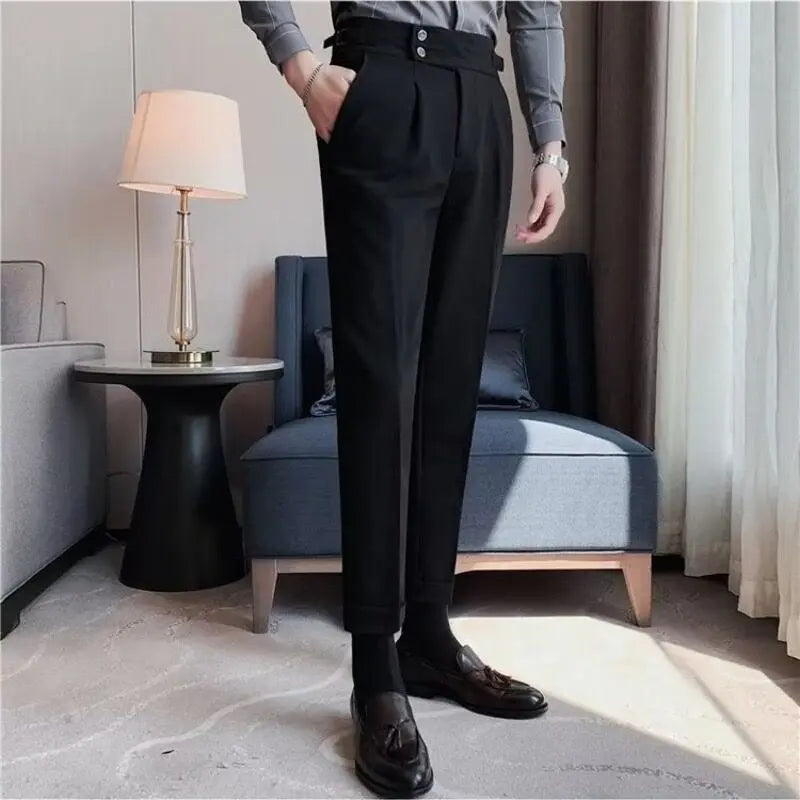 British Style Business Formal Wear Suit Pants Men Old Money Classic