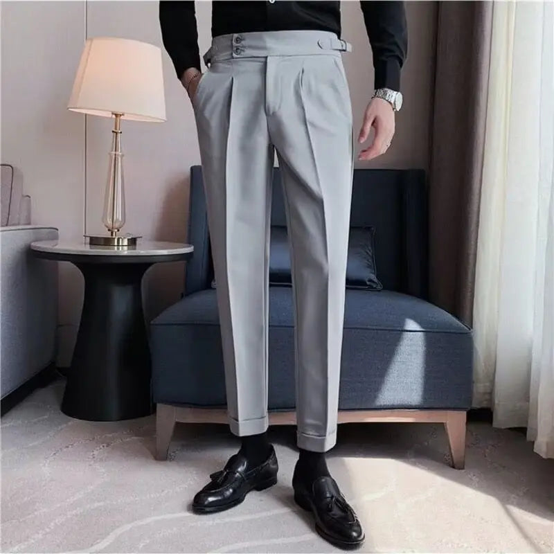 British Style Business Formal Wear Suit Pants Men Old Money Classic