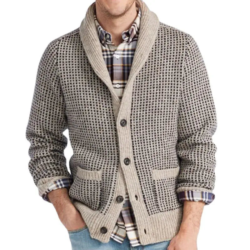 Cardigan Lapel Jacquard Casual Sweater