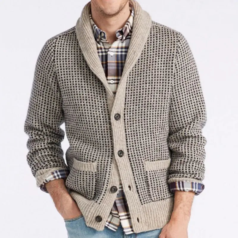 Cardigan Lapel Jacquard Casual Sweater