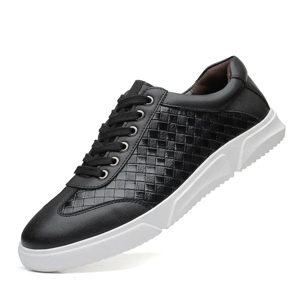 Casual PU leather Sneakers Square Hatch Pattern Old Money Classic