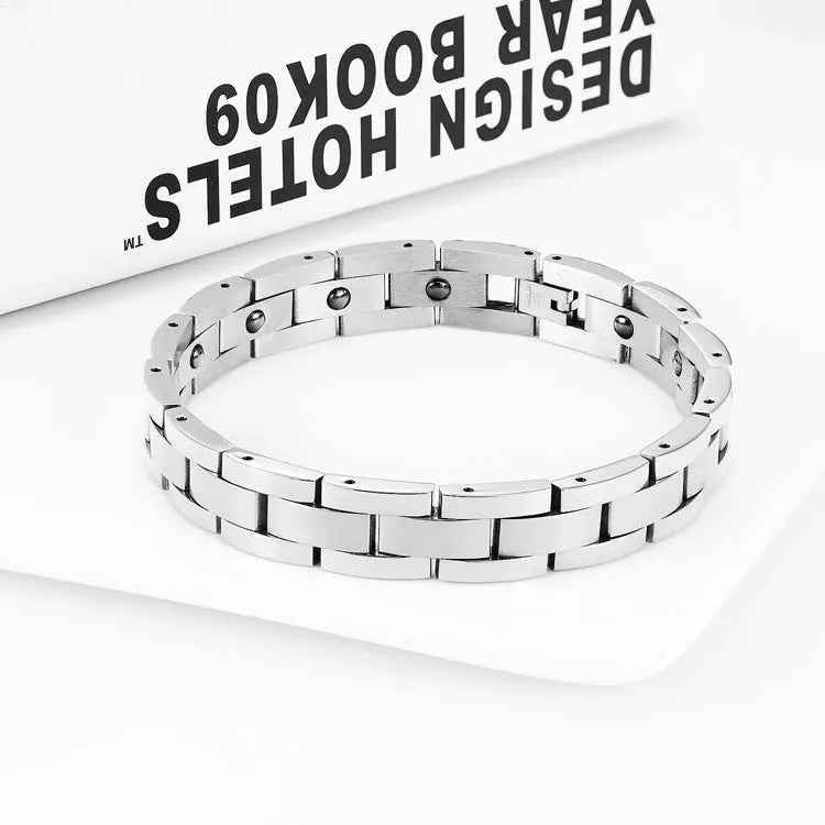 Classic Titanium and Stainless Steel Magnet Bracelet - Old Money Classic