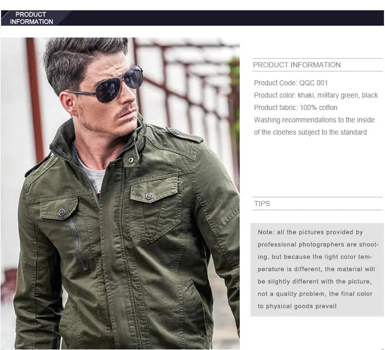 Cotton Military Bomber Jacket Old Money Classic