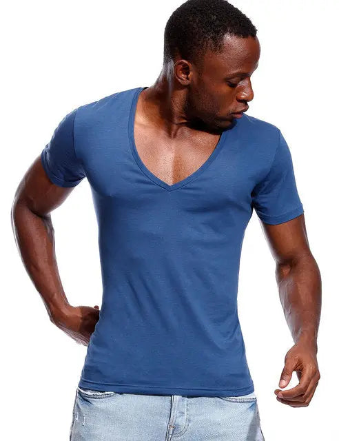 Deep V Neck T Shirt Low Cut Wide Vee Tshirt