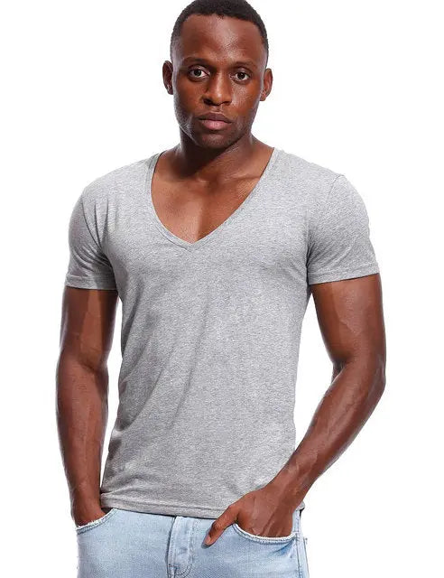 Deep V Neck T Shirt Low Cut Wide Vee Tshirt