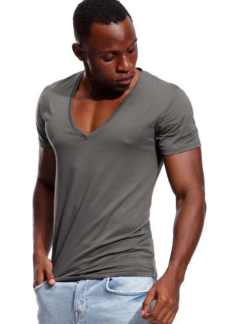 Deep V Neck T Shirt Low Cut Wide Vee Tshirt