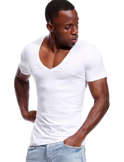 Deep V Neck T Shirt Low Cut Wide Vee Tshirt