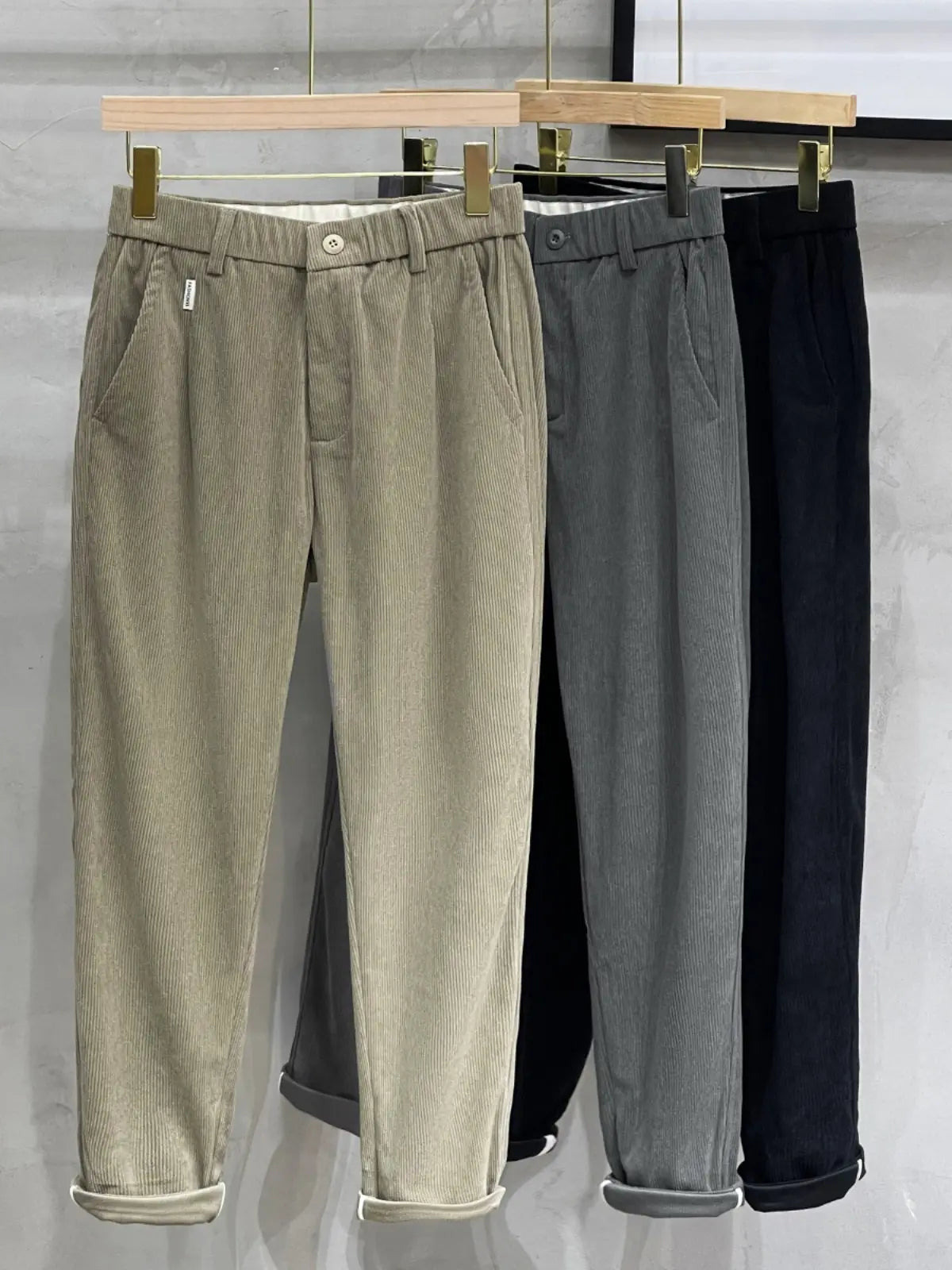 Elastic Waist Heavyweight Corduroy Pants - Old Money Classic