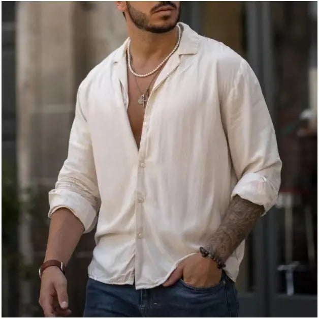 Trendy Long-sleeved Cotton Shirt