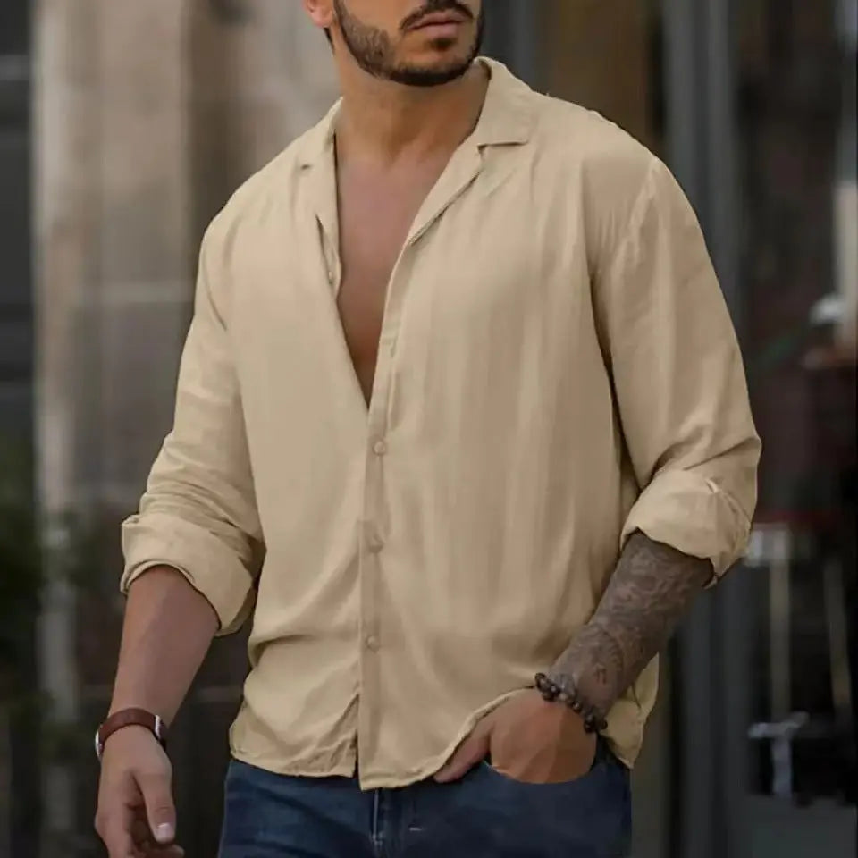 Trendy Long-sleeved Cotton Shirt