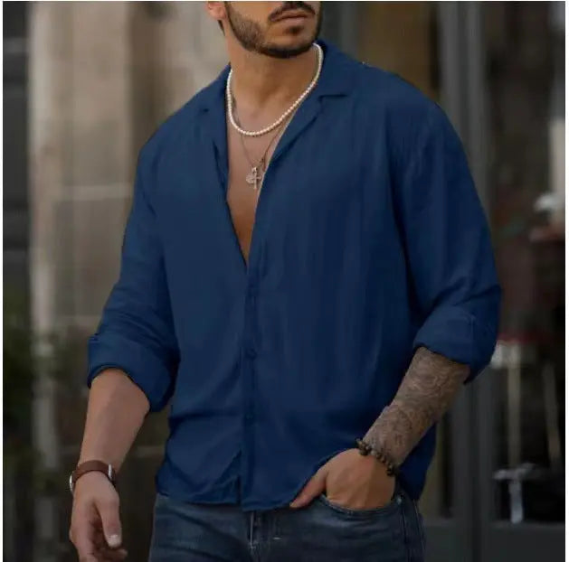 Trendy Long-sleeved Cotton Shirt