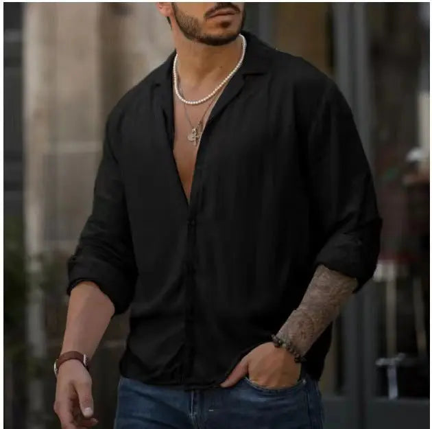 Trendy Long-sleeved Cotton Shirt