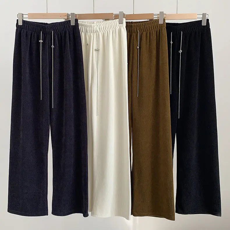 High Waist Straight Drawstring Casual Pants Old Money Classic