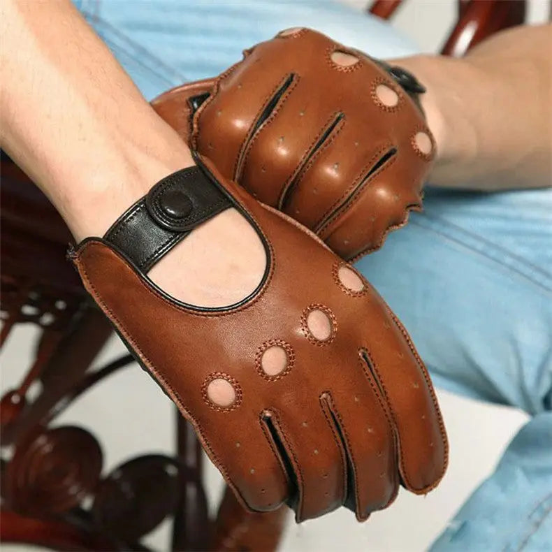 Leather Driving Touch Screen Gloves - Old Money Classic