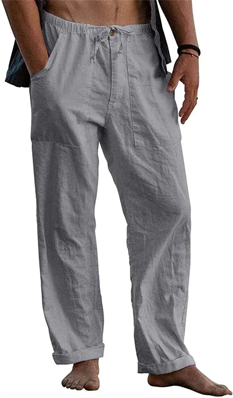 Linen Casual Drawstring Loose Pants - Old Money Classic