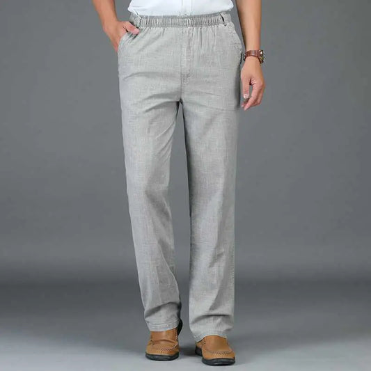 Linen Solid Colour Casual Pants - Old Money Classic