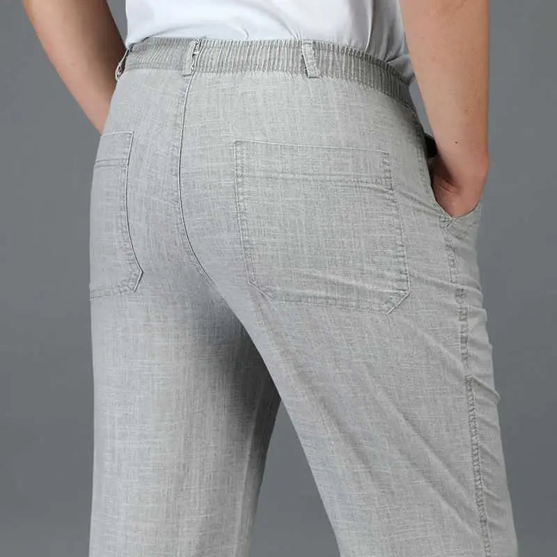 Linen Solid Colour Casual Pants - Old Money Classic