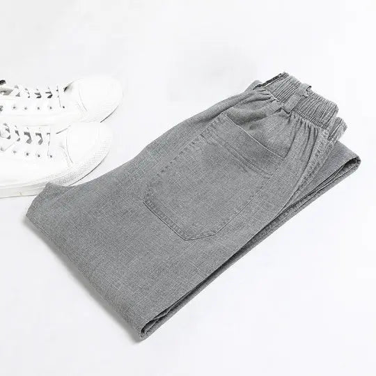 Linen Solid Colour Casual Pants - Old Money Classic