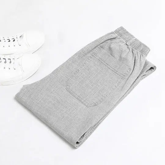 Linen Solid Colour Casual Pants - Old Money Classic