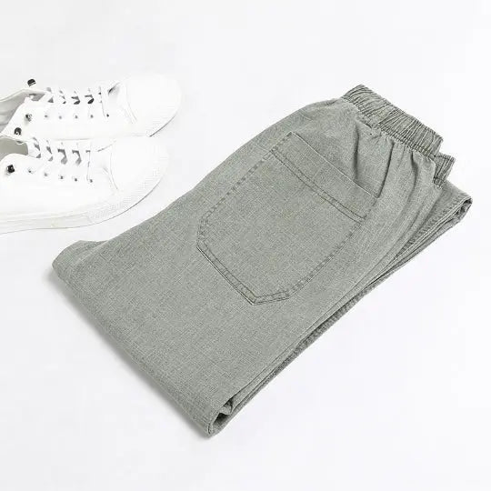 Linen Solid Colour Casual Pants - Old Money Classic