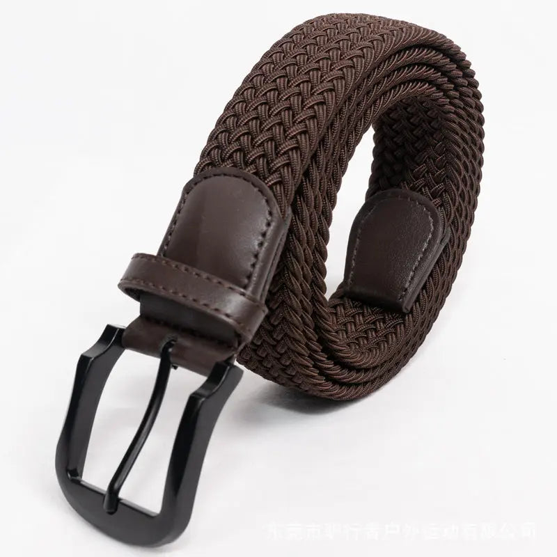 Men's Braided Pure Black Elastic Belt Without Holes - Old Money Classic