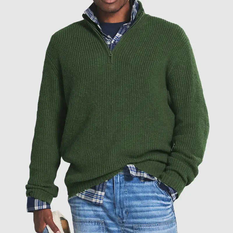 Casual Loose Zip Stand Collar Sweater