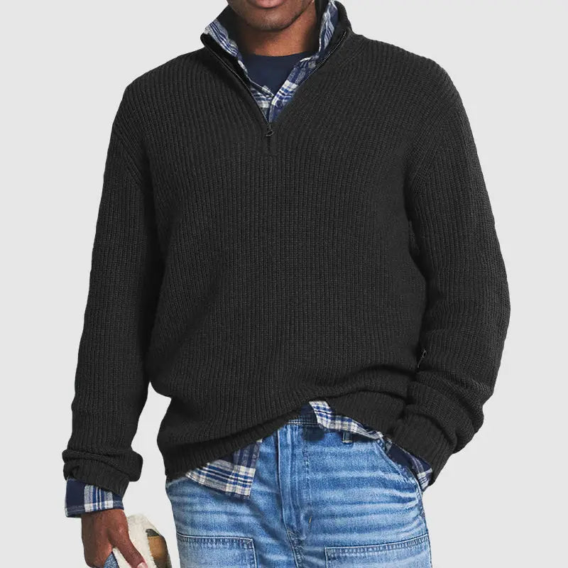 Casual Loose Zip Stand Collar Sweater