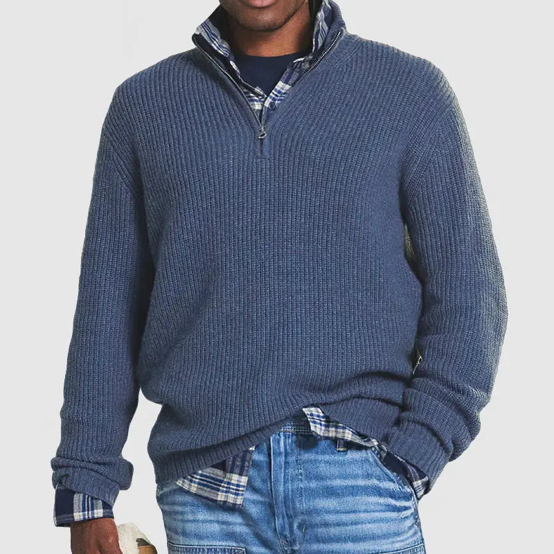 Casual Loose Zip Stand Collar Sweater