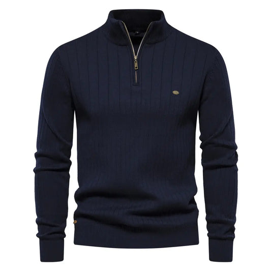 Casual Stand Collar Half Zip Knitwear Sweater