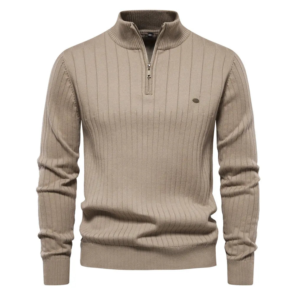 Casual Stand Collar Half Zip Knitwear Sweater