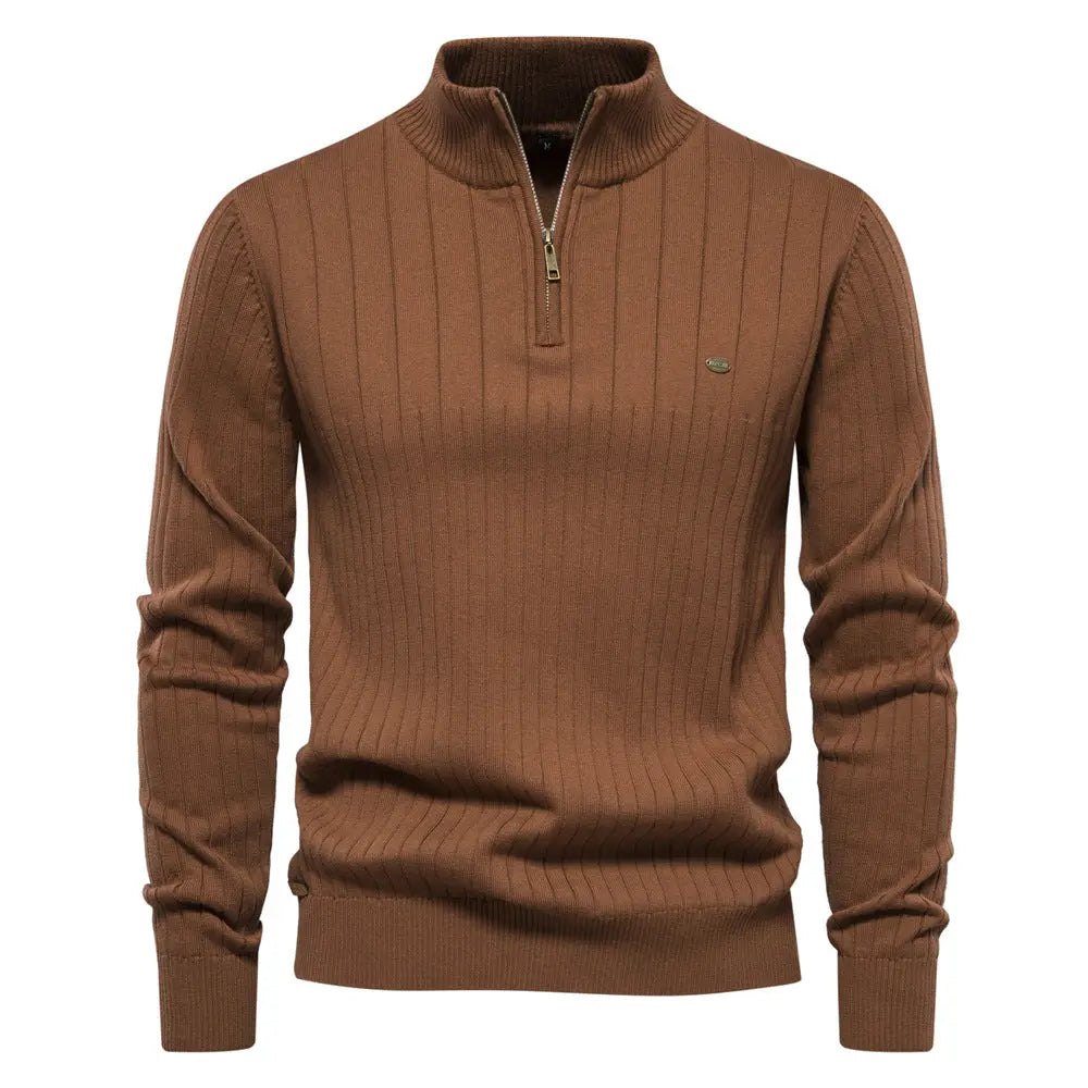 Casual Stand Collar Half Zip Knitwear Sweater