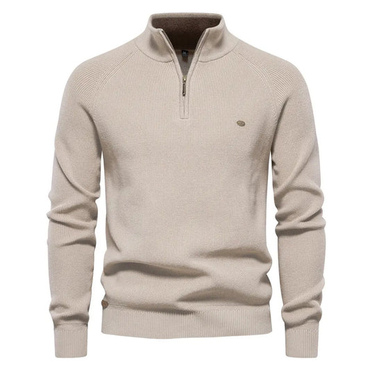 Half Turtleneck Solid Color Half Zip Top