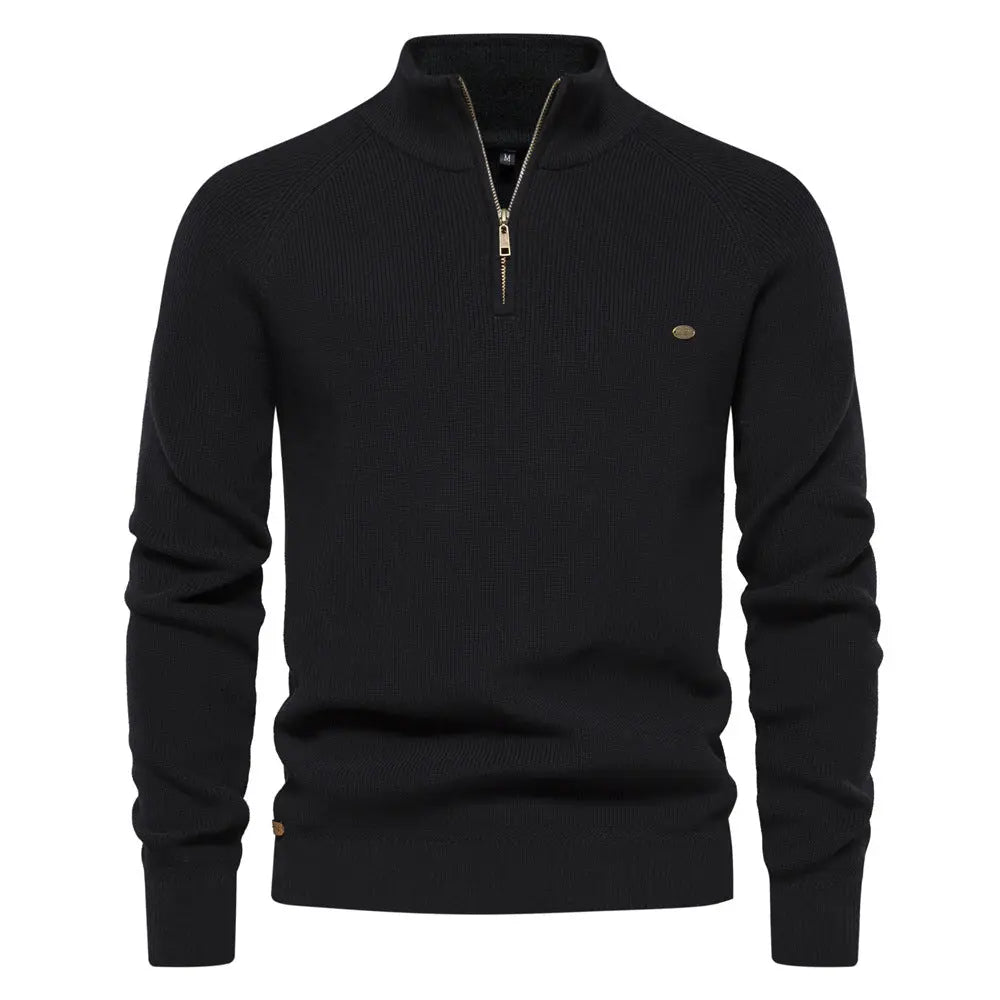 Half Turtleneck Solid Color Half Zip Top