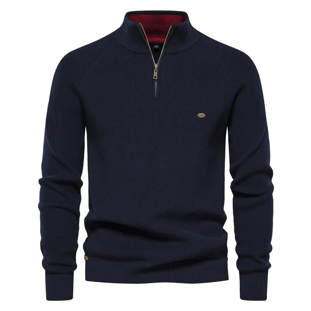 Half Turtleneck Solid Color Half Zip Top