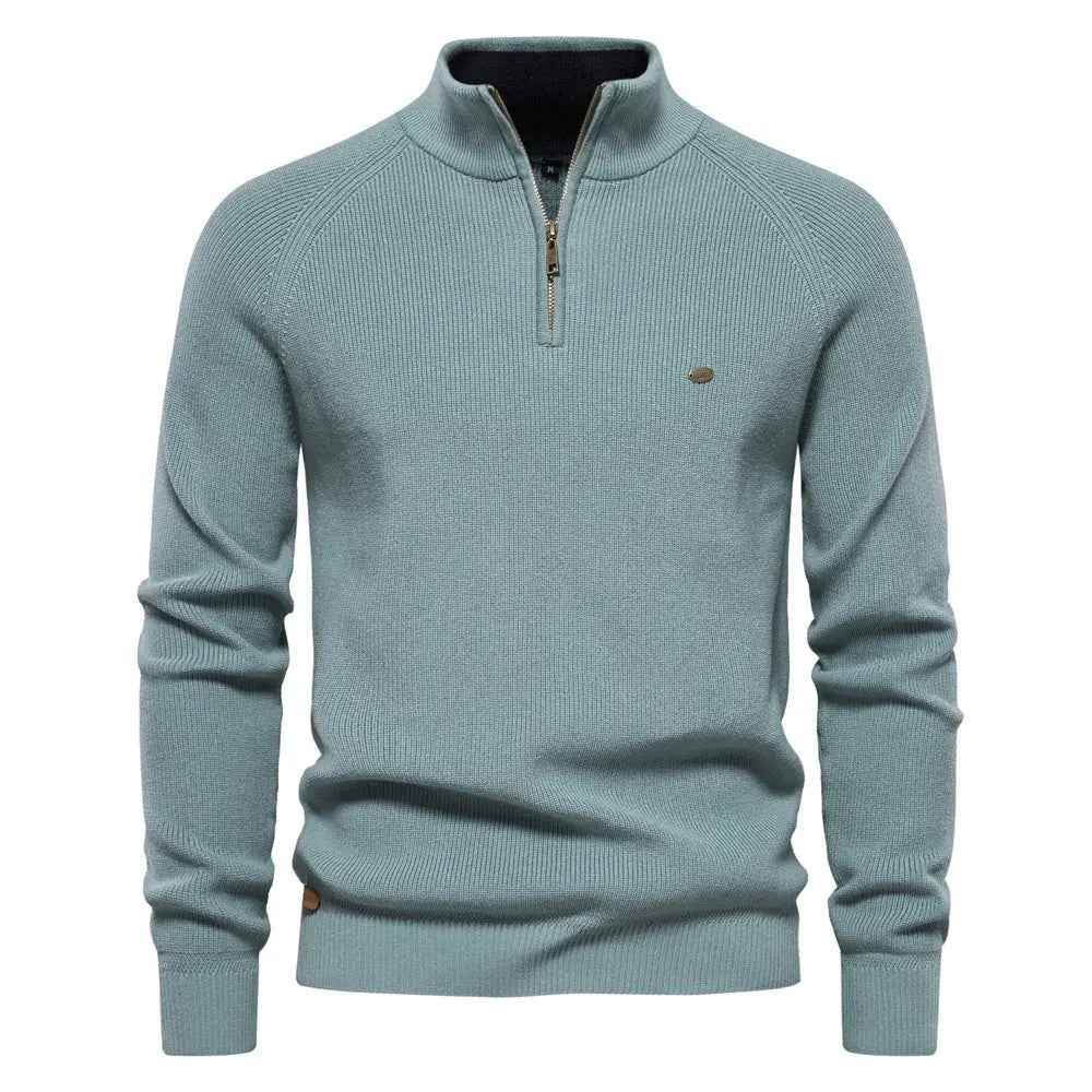 Half Turtleneck Solid Color Half Zip Top