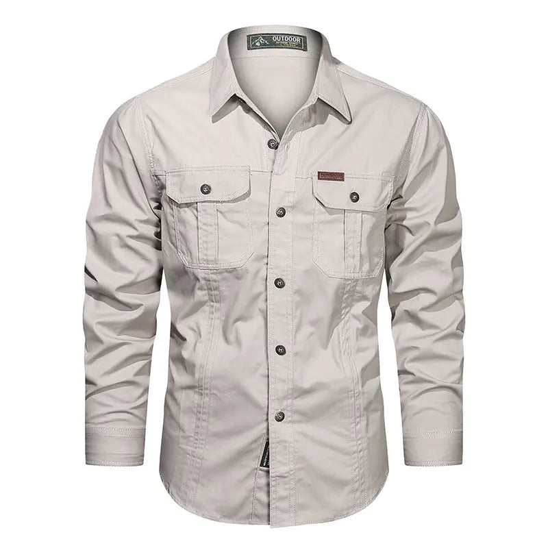 Long Sleeve Cotton Casual Solid Color Shirt