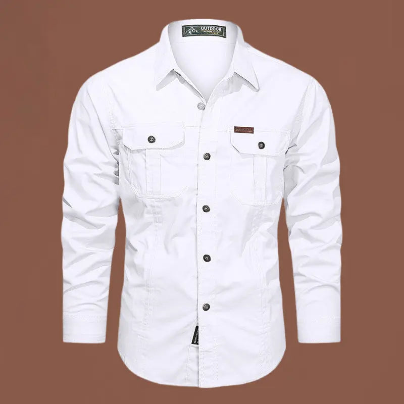 Long Sleeve Cotton Casual Solid Color Shirt